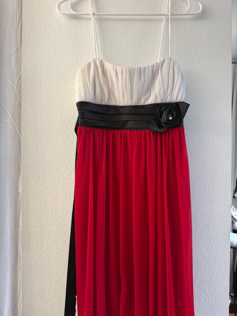City Triangles Strapless Red, White and Black Evening Dress